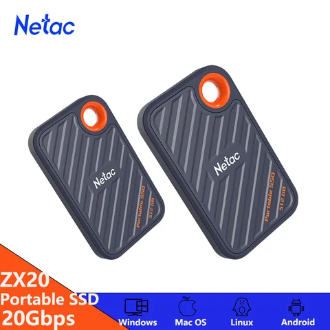 Netac Portable SSD 512G 1TB 2TB External Hard Drive USB 3.2 Solid State Disk 2000MB/s Portable SSD ZX20 Interface Type-C for PC