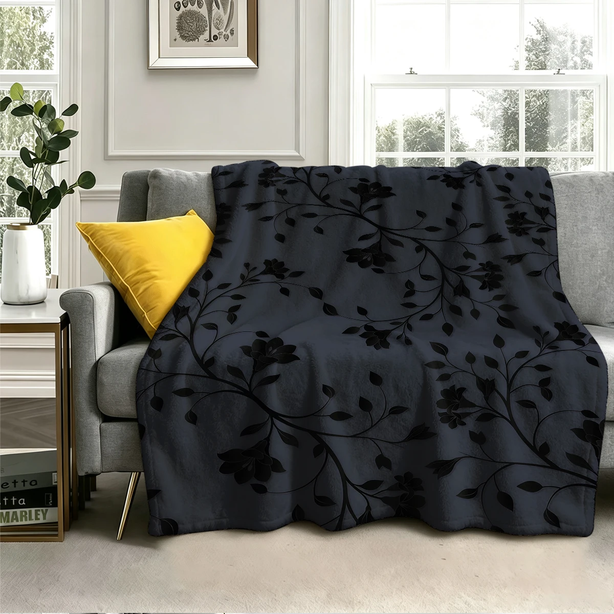 Shadow Flora Flannel Blanket Warm Soft Halloween Christmas Couch Warm Cozy Decorative Decor Gift for All Season