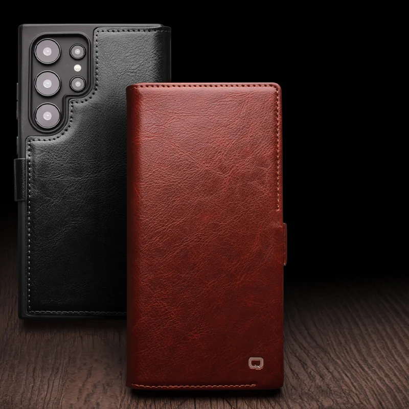 Honxury Genuine Leather Phone Case for Samsung S23+ Plus 5G Business Style Fashion Luxury with Card Slots Cover for S23 Ultra