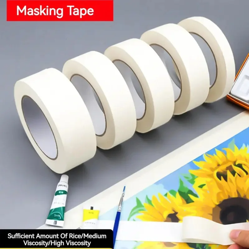 Masking Tape 50M Length General Purpose Paper White Painters Tape Bulk for PaintingLabelingArtOfficeHomeCraft