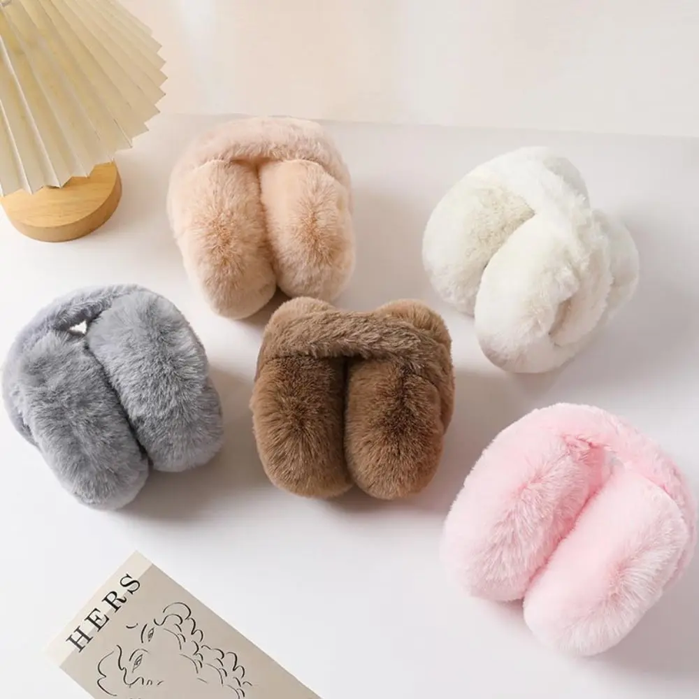 Cute Bowknot Earmuffs Windproof Winter Warm Ear Covers Retractable Foldable Plush Ear Warmers for Women Girls