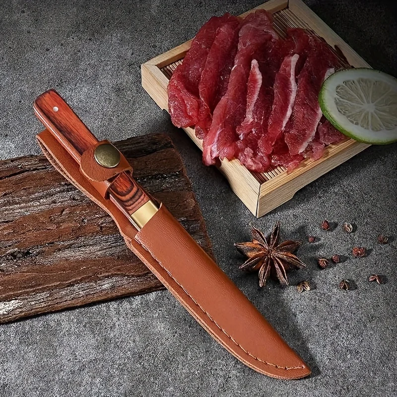 Meat Knife, Fruit-Knife, Peeling-Knife, Multifunctional-Knife, Wooden Handle, With Knife-Sheath, Suitable For Restaurant-Kitchen