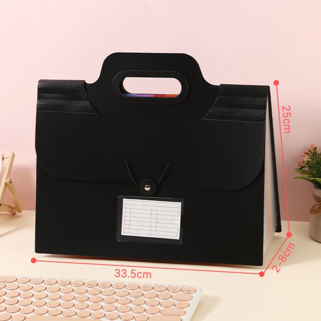 13 Grid Large Capacity File Folder A4 Handheld Accordion Bag Classified File Bag Student Test Paper Information Storage Bag