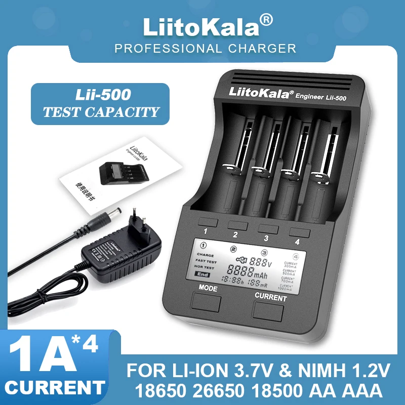 Liitokala Lii-500 Lii-PD4 Lii-PD2 Lii-500S Lii-S6 LCD USB 3.7V/1.2V 18650 18350 18500 21700 20700 26650 Lithium Battery Charger