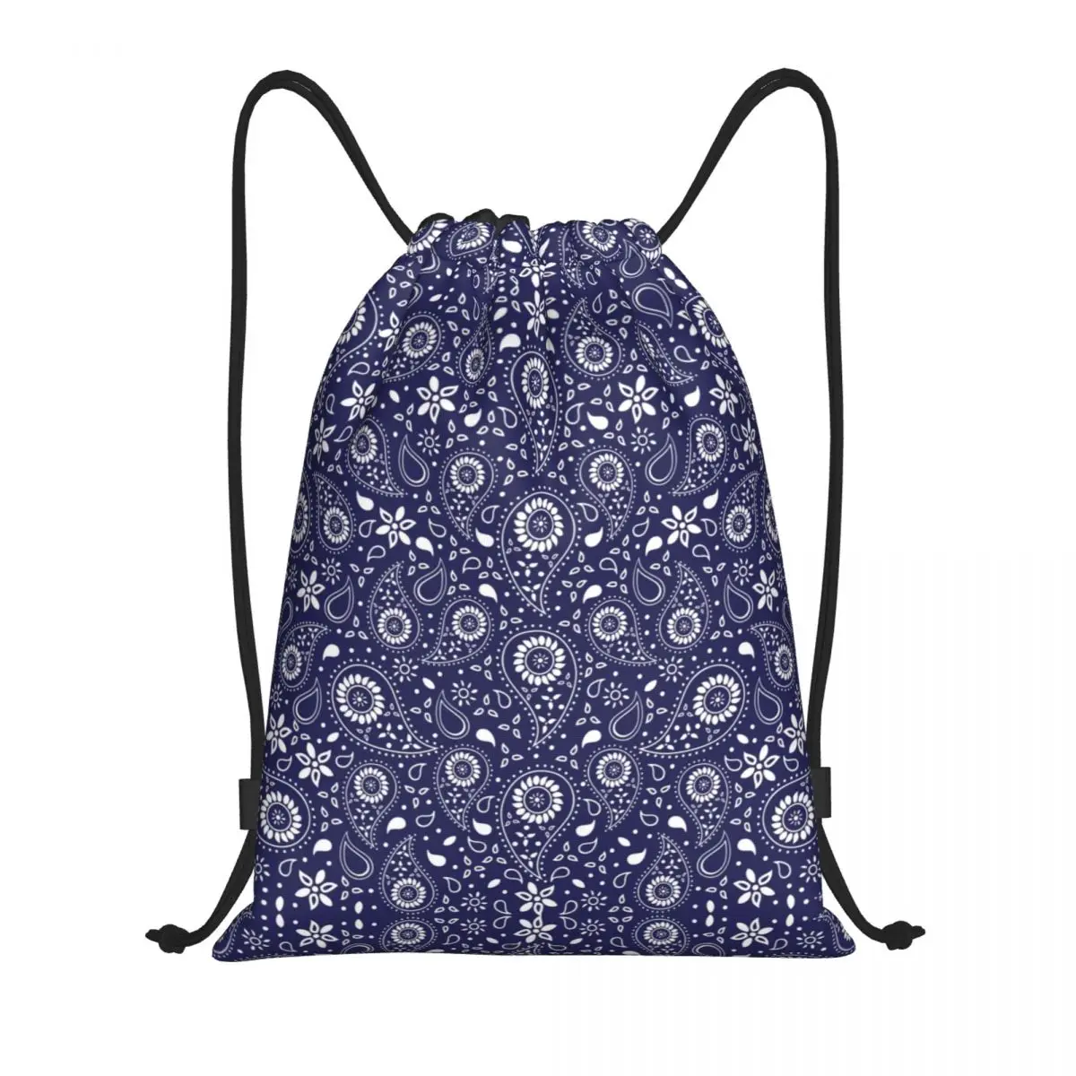 

Custom Bohemian Style Bandanna Paisley Floral Pattern Drawstring Bag for Training Yoga Backpacks Women Men Sports Gym Sackpack