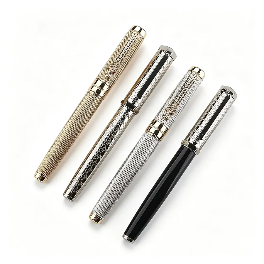 

Vintage Engraved JINHAO Metal Roller Pen Luxury Gold Silver Signature Pen High Grade Business Gift Pen for Men Office Stationery