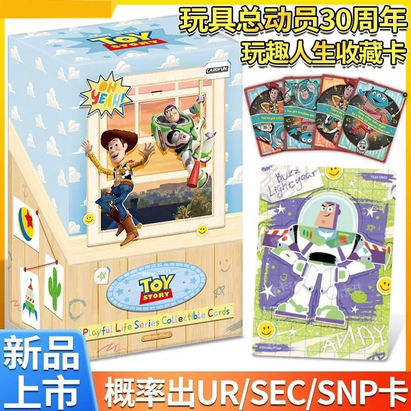 

Подлинная в наличии карта «История игрушек», анимация 30-летия Вуди, космическая шерифа, коллекционные карты, подарки для детей, игрушки, оригинальная коробка