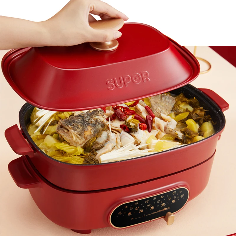 سوبور-طباخ كهربائي متعدد الوظائف ، وعاء تسخين منزلي غير لاصق ، درجة حرارة متعددة ، أدوات مطبخ ، 5.5L