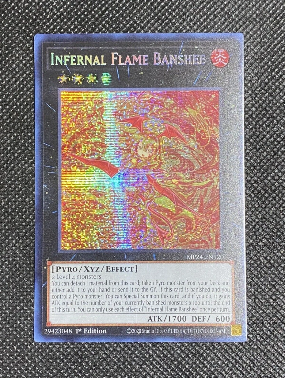 

Yugioh KONAMI Duel Monsters TCG MP24-EN120 Infernal Flame Banshee Secret Rare English 1st Edition Collection Mint Card