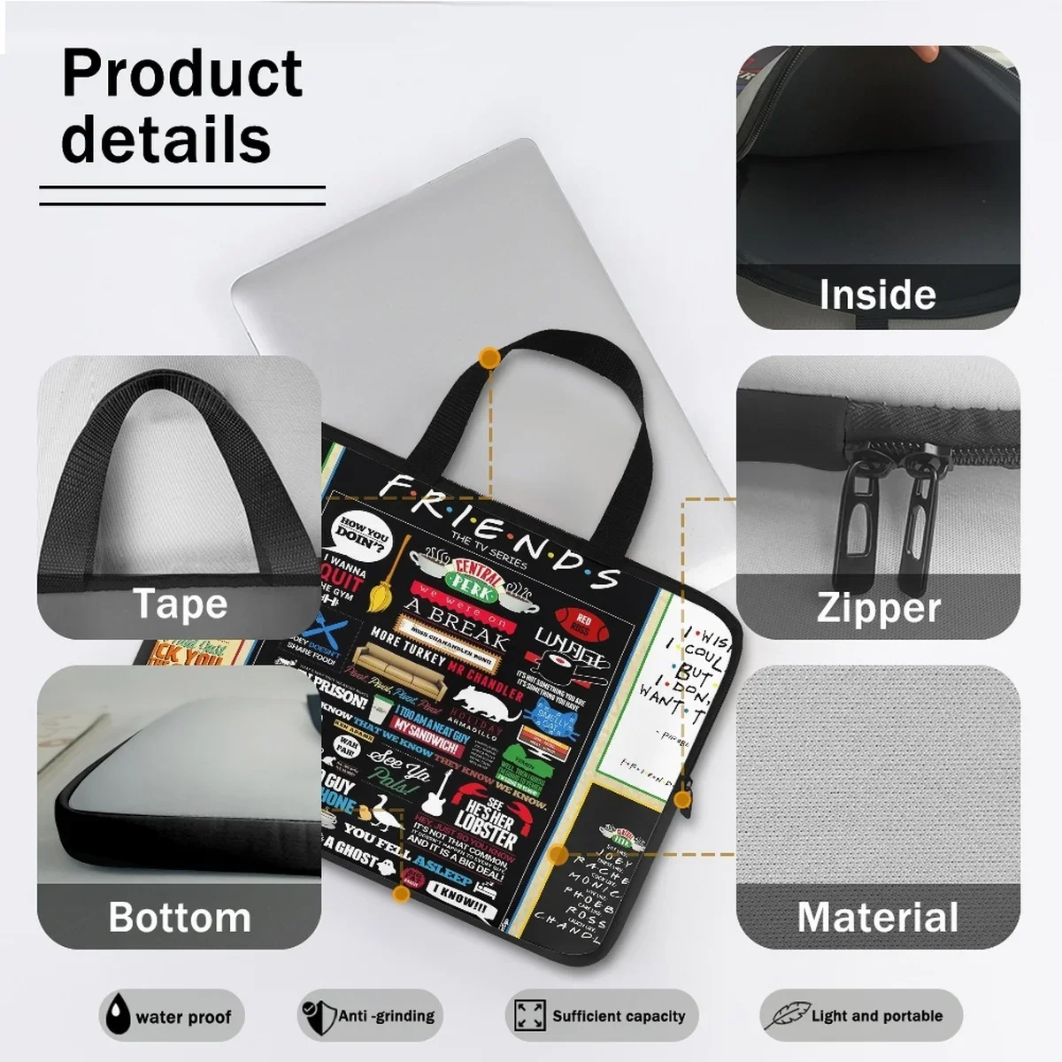 Laptop Bag for My Best Friend Gift High Quality Portable Zipper Tablet Case Adult Casual Briefcase Computer Bag Cover Handle New