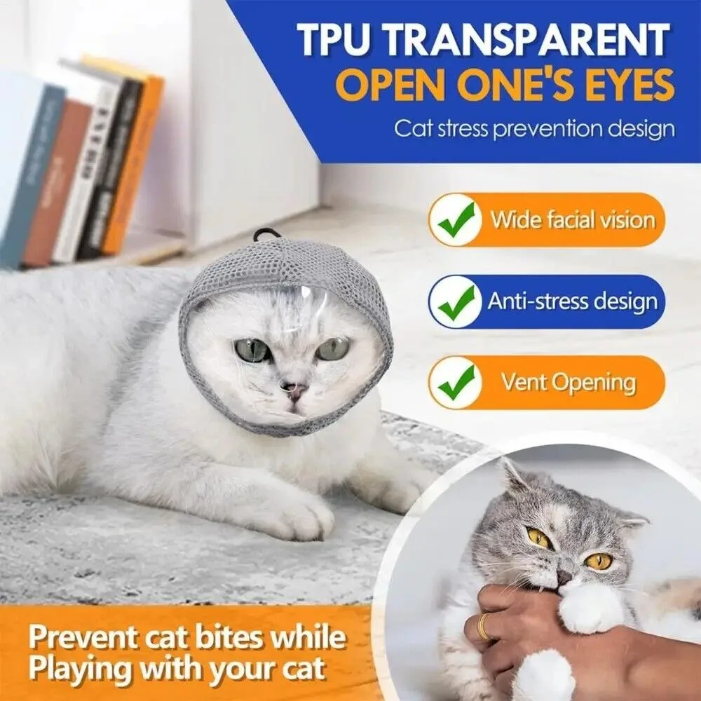 Adjustable Cat Anti Bite Muzzles Kitten Anti-bite Headgear Breathable Cat Grooming Restraint Bags Comfortably Anti Scratch