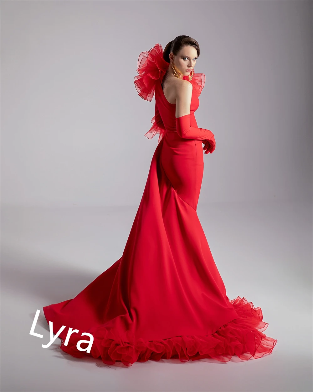 Maßgeschneidertes luxuriöses rotes Jersey-Abendkleid mit einer Schulter, Meerjungfrau, Promi-Kleider, exquisite Kleider für besondere Anlässe, zart