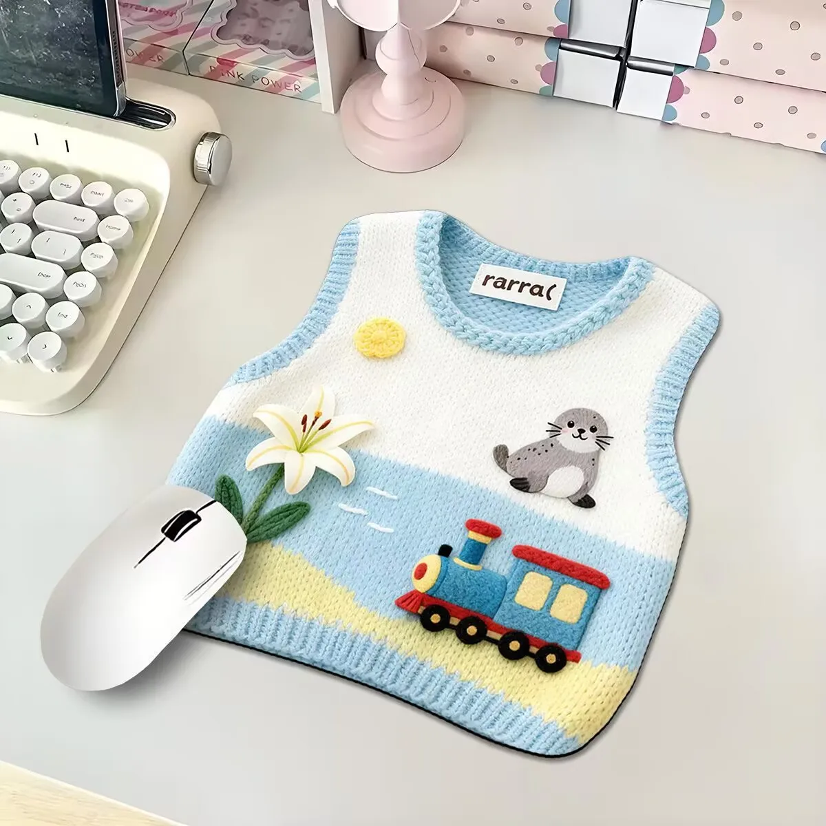 

Милый коврик для мыши с принтом в виде свитера, имитация вязаного свитера, резиновый коврик для стола, портативный декор для дома и рабочего стола, 20*21 см
