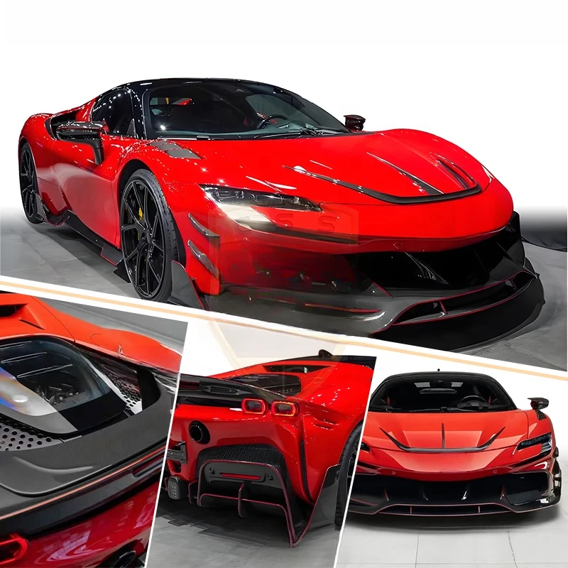 High Quality MSY Style Dry Carbon Fiber Aero Body Kit Fit For SF90 Exterior Mod Parts Include Front Lip Canards Side Skirts Fend