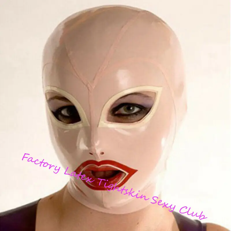 

Latex Hood Back Zipper Rubber Mask for Beautiful Girl Club Party Wear Costume Halloween Cosplay for Men Women