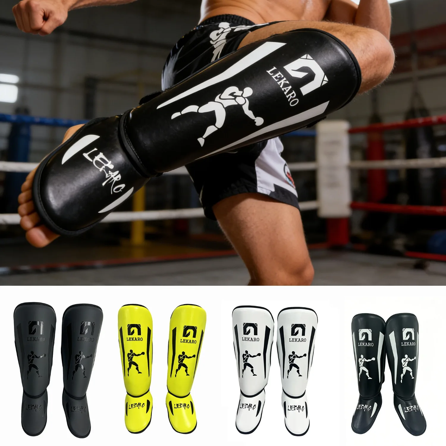Lekaro Adult Professional Fighting Leg Guards Boxing Shin Guards Fighting Protective Gear Instep Protection Fighting Equipment