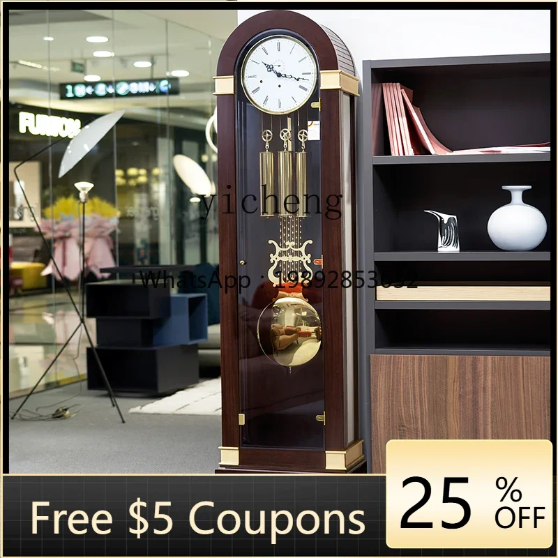 r5.20 European floor clock living room light luxury machinery floor living  vertical large clock solid wood decorative floor
