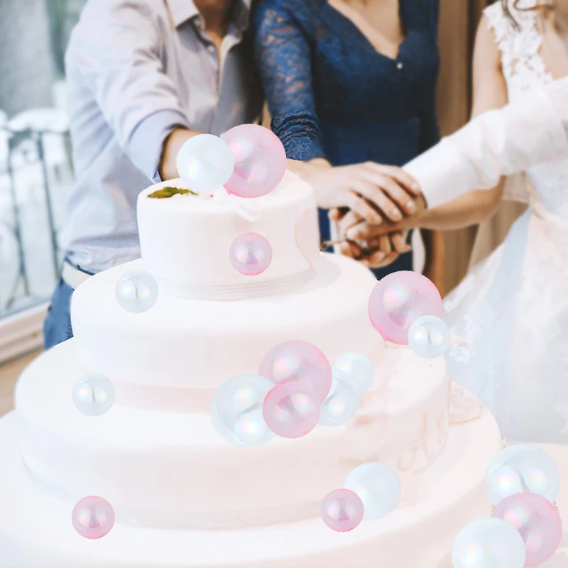 10pcs Transparent Laser Ball Cake Topper Baking Ornaments Wedding Baby Shower Birthday Party Supplies Christmas Tree Decoration