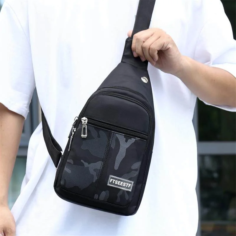 New Oxford Cloth Camouflage Men's Backpack Casual Mobile Phone Bag Sports Diagonal Bag Chest Bag Male Model Korean Style