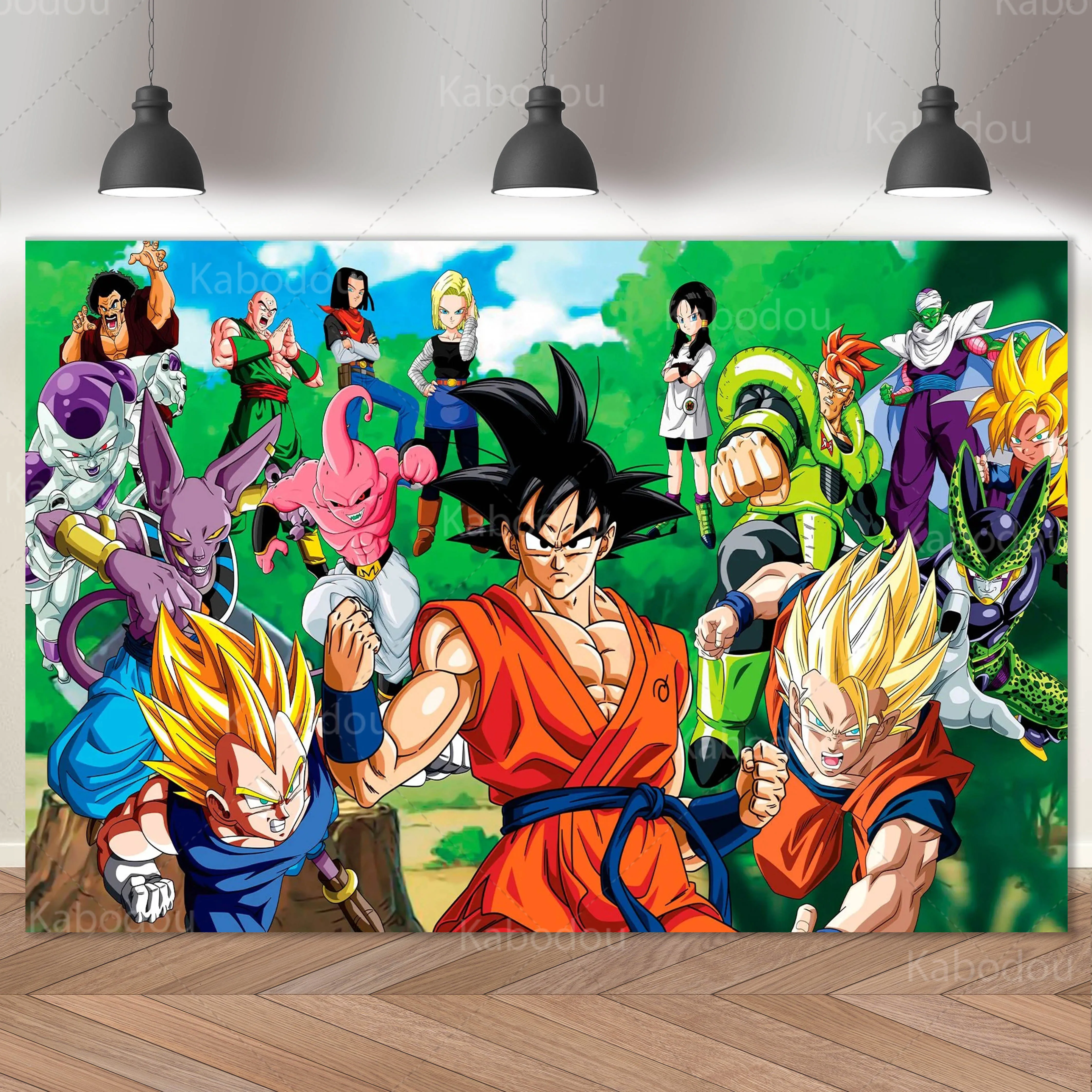 Dragon Ball Goku sfondo Kid Birthday Party Decoration Photography Background Banner Poster Baby Shower Studio puntelli