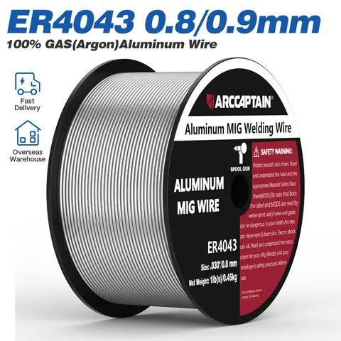 ARCCAPTAIN 알루미늄 와이어 MIG 용접 와이어 ER4043 Mig 용접 기계용 0.8/0.9mm 직경 1 파운드 스풀