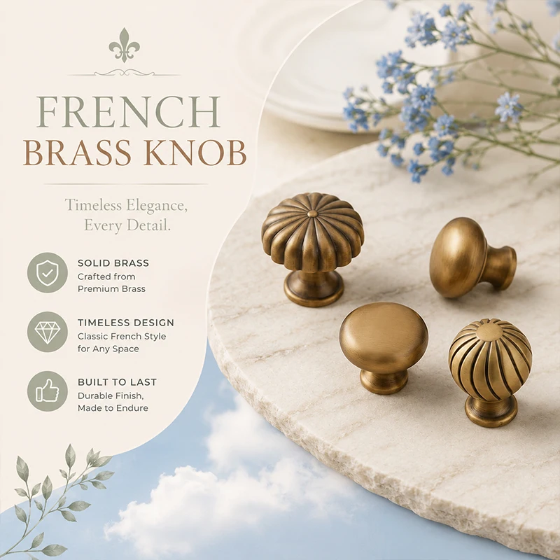5pcs French Country Brass Drawer Pull Vintage Bronze Single Hole Small Knob Handle for Cabinet Wardrobe Door Cupboard