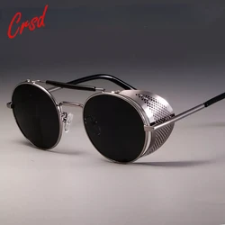 2022 Steampunk Sunglasses for Men Punk Retro Round Metal Sun Glasses Women Luxury Brand Designer Windshield Shades Eyewear UV400