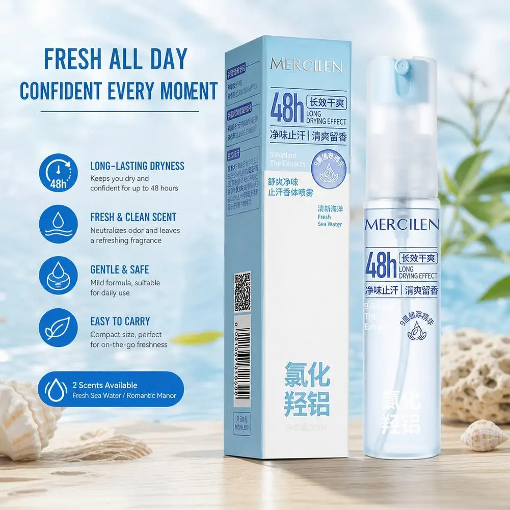 35ml Antiperspirant Deodorant Body Spray Long Lasting Underarm Odor Control Fresh Body Mist For Men Women
