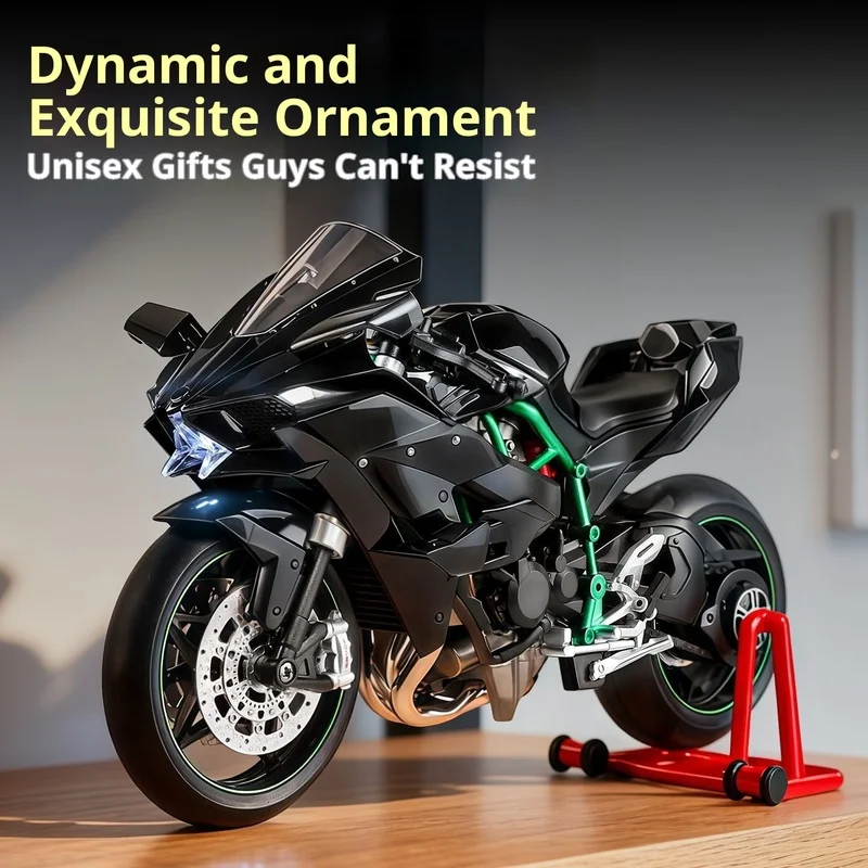 Kawasaki Ninja H2R Modello dinamico in scala 1:9 - Motocicletta in lega effetto fumo in confezione regalo, auto da collezione