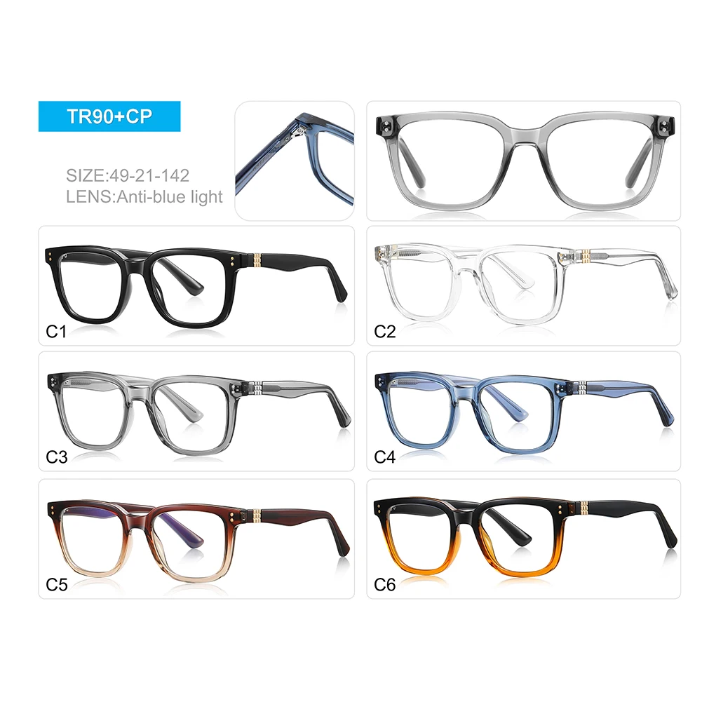Peekaboo classic big glasses frame for men clear lens TR90 square glasses anti blue light male retro acetate transparent blue