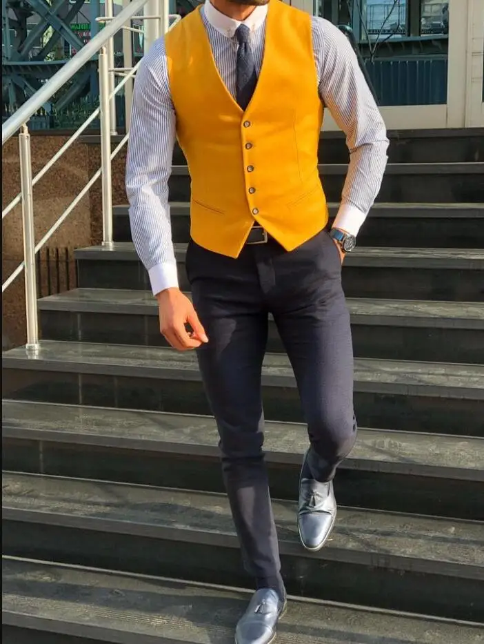 New Arrvial Men Vest Classic Cotton Blended Slim Fit Formal Suit Waistcoat  Vest Men Busoness