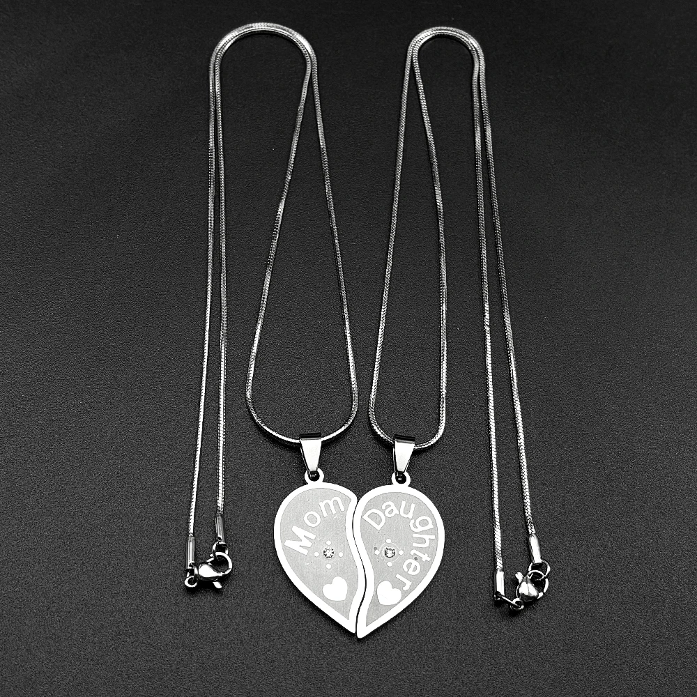 Mutter-Tochter-Herzketten-Set für Mutter-Tochter-Beziehung, Edelstahl, goldfarben, Liebeskette, Mama-Tagesgeschenk, Schmuck – Detail 7