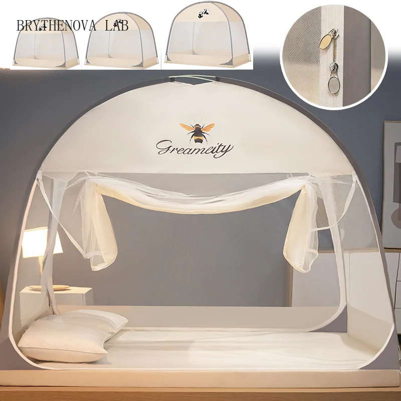 Pop Up Mosquito Net No-Install Foldable360° Dense Honeycomb Mesh Anti-mosquito Tent Anti-fall Dustproof Net Bed for Student Bed