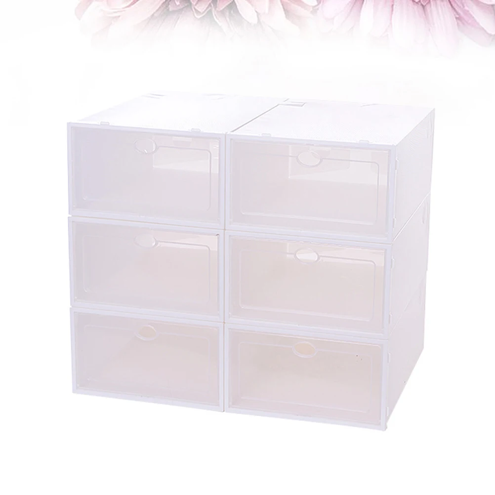 

6 PCS Thick Shoe Box Containers for Shoes Stackable Storage Wardrobes Organizer Women Boxes Case
