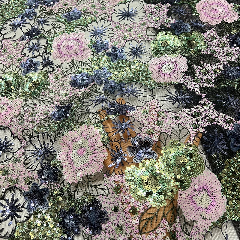 نسيج شبكي فرنسي فاخر، فستان قماش دانتيل مطرز أفريقي عالي الجودة ملون صغير كثيف ومطرز بالترتر
