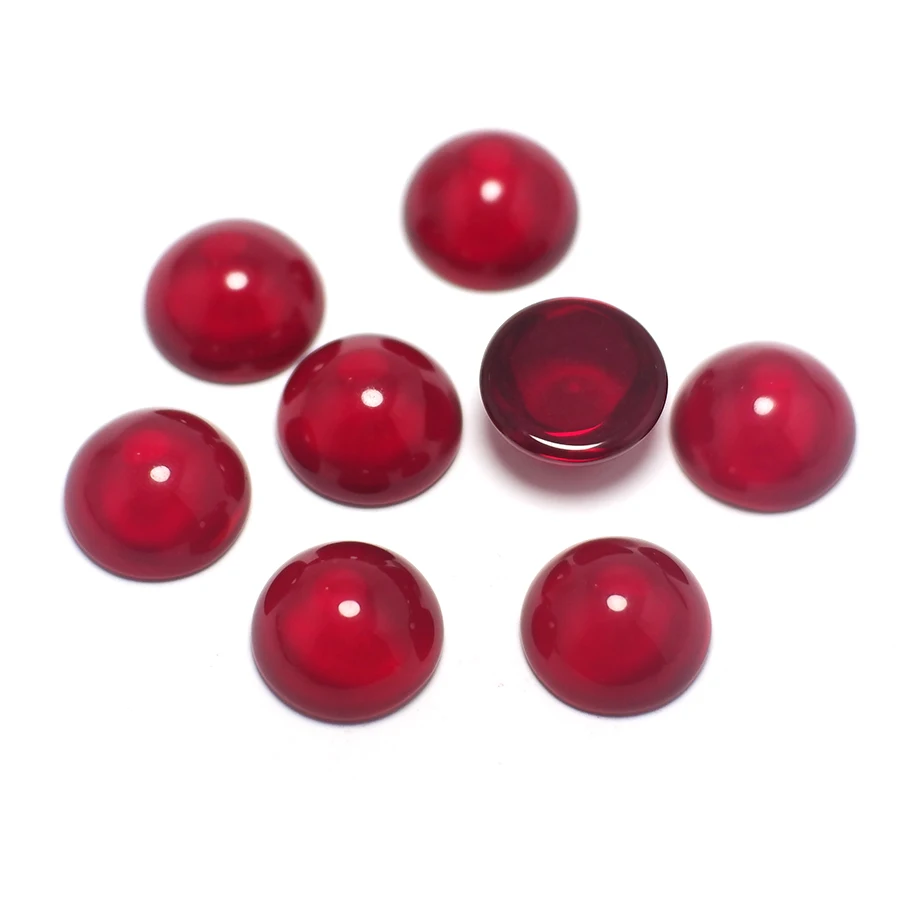 20pcs Red Transparent Glazed Stone,Cabochon 6-10mm 12mm Round Polished Flat Back Stone,Jewelry  Making,Accessories For Earrings