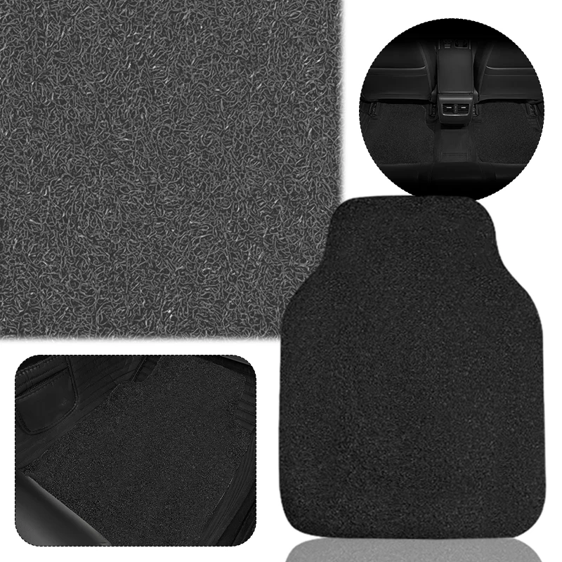 Black Simple Car Front Rear Floor Mats Non-slip Dust-proof Pad Carpet Auto Interior Decoration Universal Wear-resistant Foot Pad