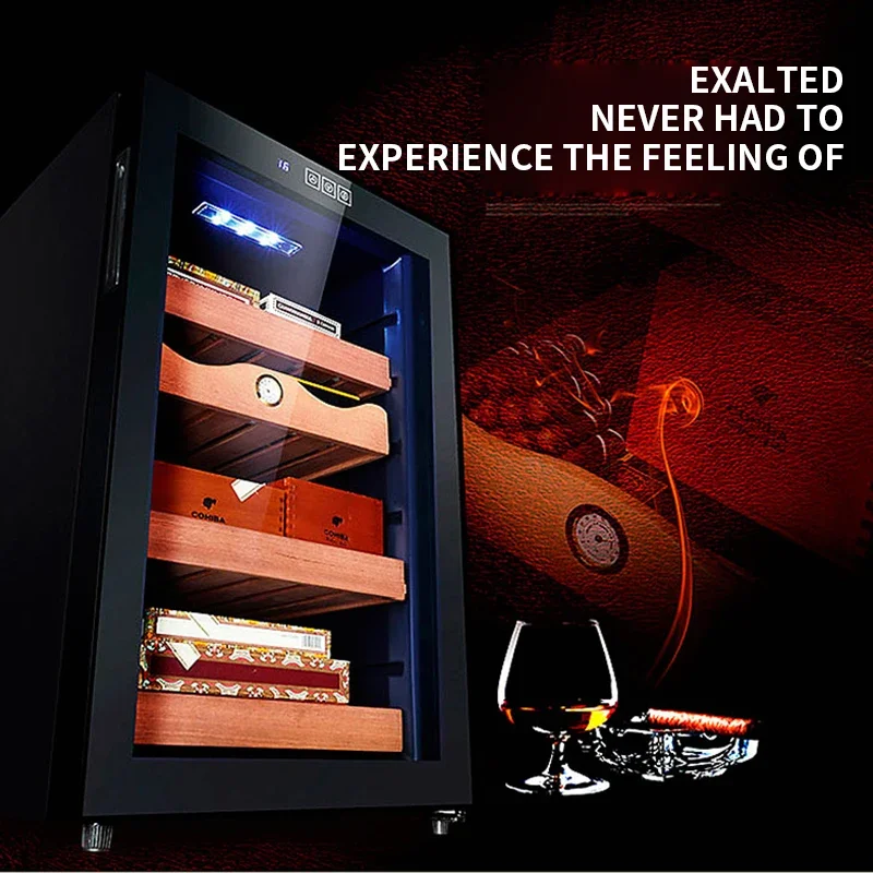 Constant Temperature Moisturizing Small Electronic Cigar Cabinet Smart Home Single Door Solid Wood Cigar Cabinet with Lock