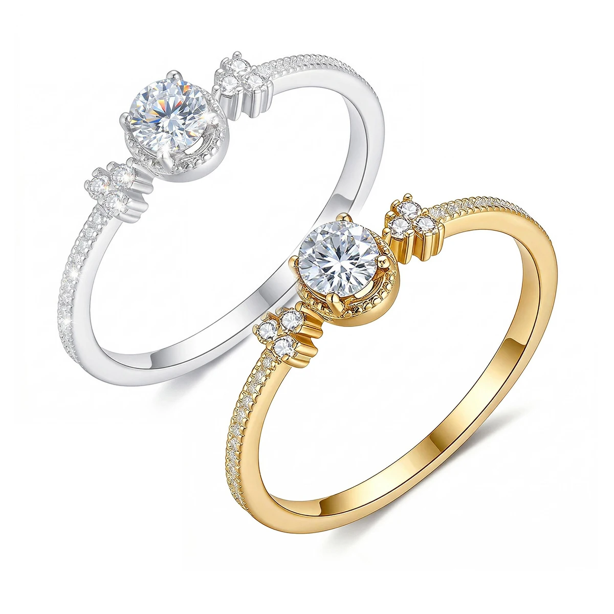 S925 Silver Plated 18K Gold Egg Shaped Moissanite Diamond Holding on Heart Light Luxury Women's Ring 0.5ct