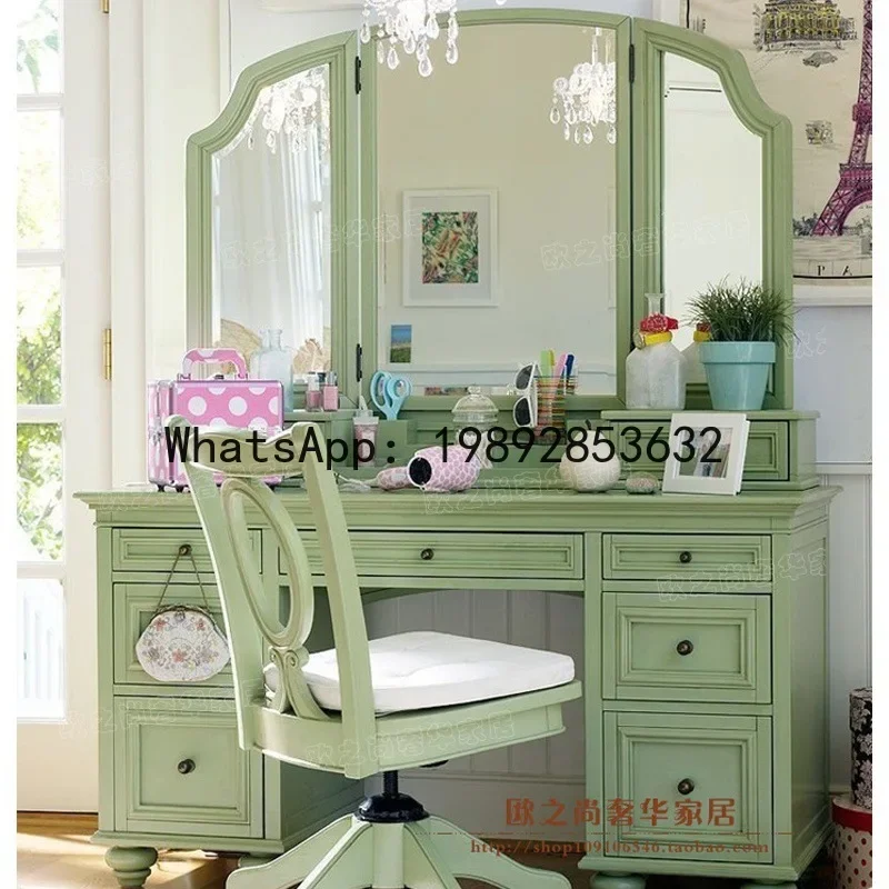 

a-16 country dressing table solid wood antique retro white makeup table