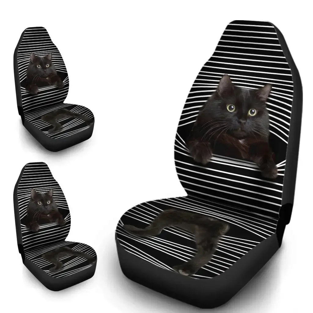 Funny Black Cat Car Seat Covers  Black Cat Car Accessories Gifts Idea For Cat Lovers, Universal Front Seat Protective Cover