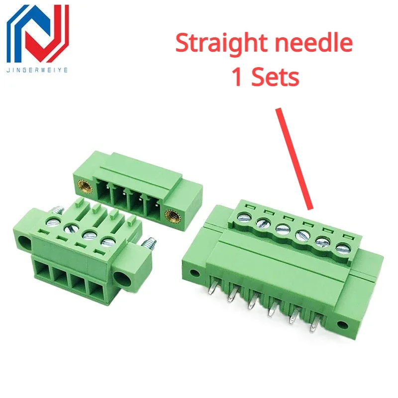 2Sets 15EDGKM 3.81mm Pluggable PCB Screw Terminal Block Connector with Flange Male/Female Plug-in 15EDG Teminal Block 2/3P-24Pin