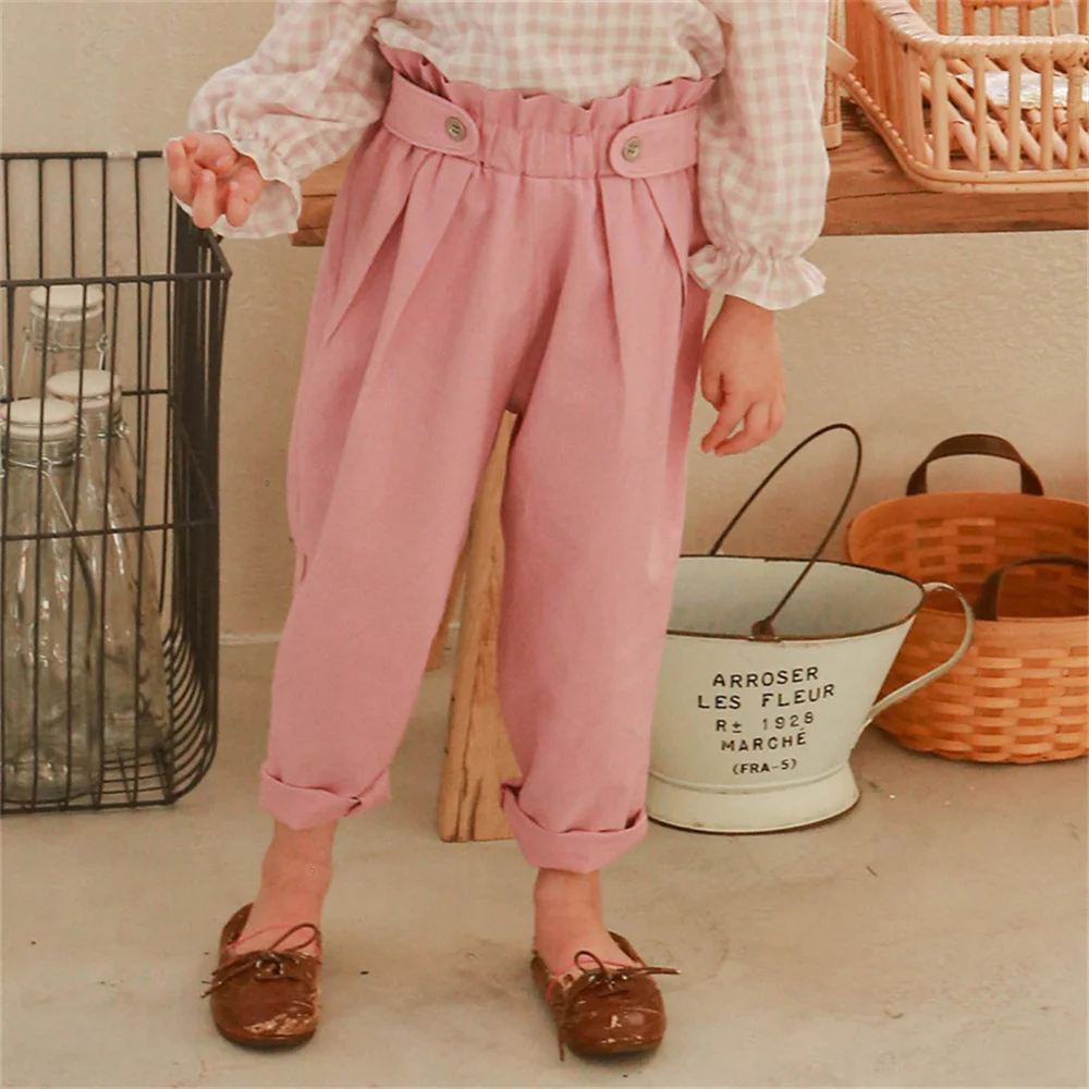 

2023 Autumn New Korean Children Clothing Girls Foreign Atmosphere Cotton Loose Casual Pants Kids Trousers