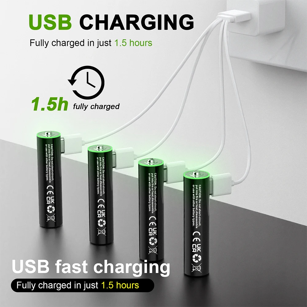 CITYORK 1.5V USB AAA Rechargeable Lithium Battery 1.5V 3A AAA USB Charging Li ion Batteries With USB Cable For Remote Control