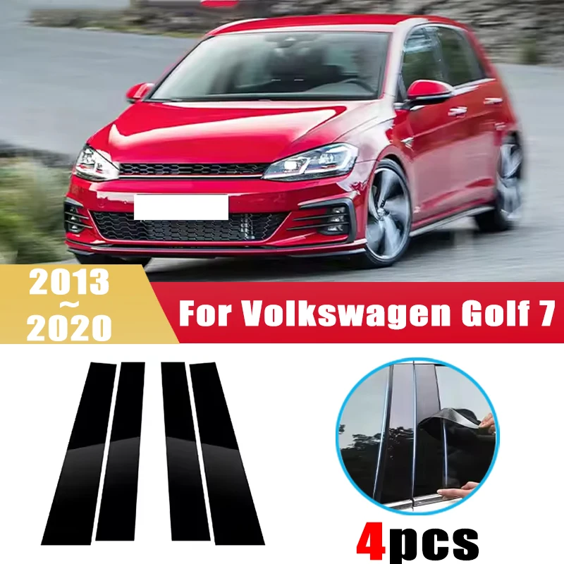

For Volkswagen Golf 7 2013-2020 2014 2015 4pcs Window Center Pillar Film Trim Cover B C Posts Sticker Column Car Accessories