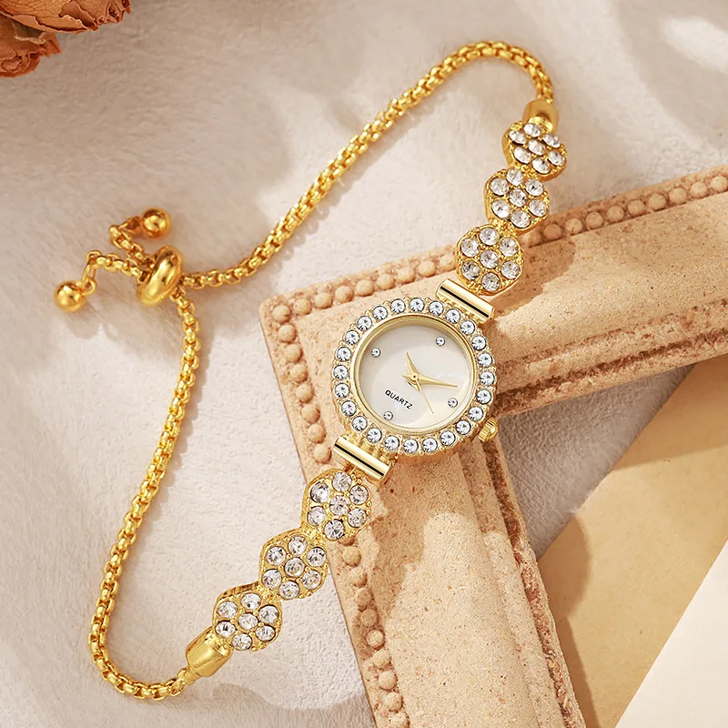 Women's Trendy Quartz Watch Diamond Encrusted Colorful Small Exquisite Ladies Wrist Watch Alloy Durable Elegant Female Watches