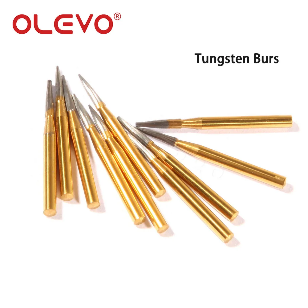 10 Pcs/Box Dental Burs FG Carbide Tungsten Steel Finishing Polishing Drill Bits Titanium Plated 1.6mm High Speed Handpiece Burr