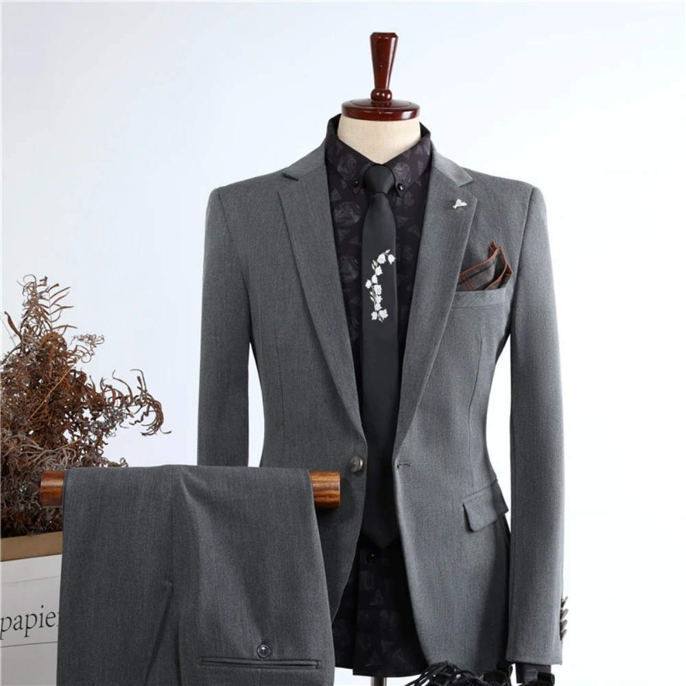 High Quality Notched Lapel Tuxedo Set For Men Business Negotiations,Comfortable Formal Men's Suits 2 Pieces Banquet Outfit