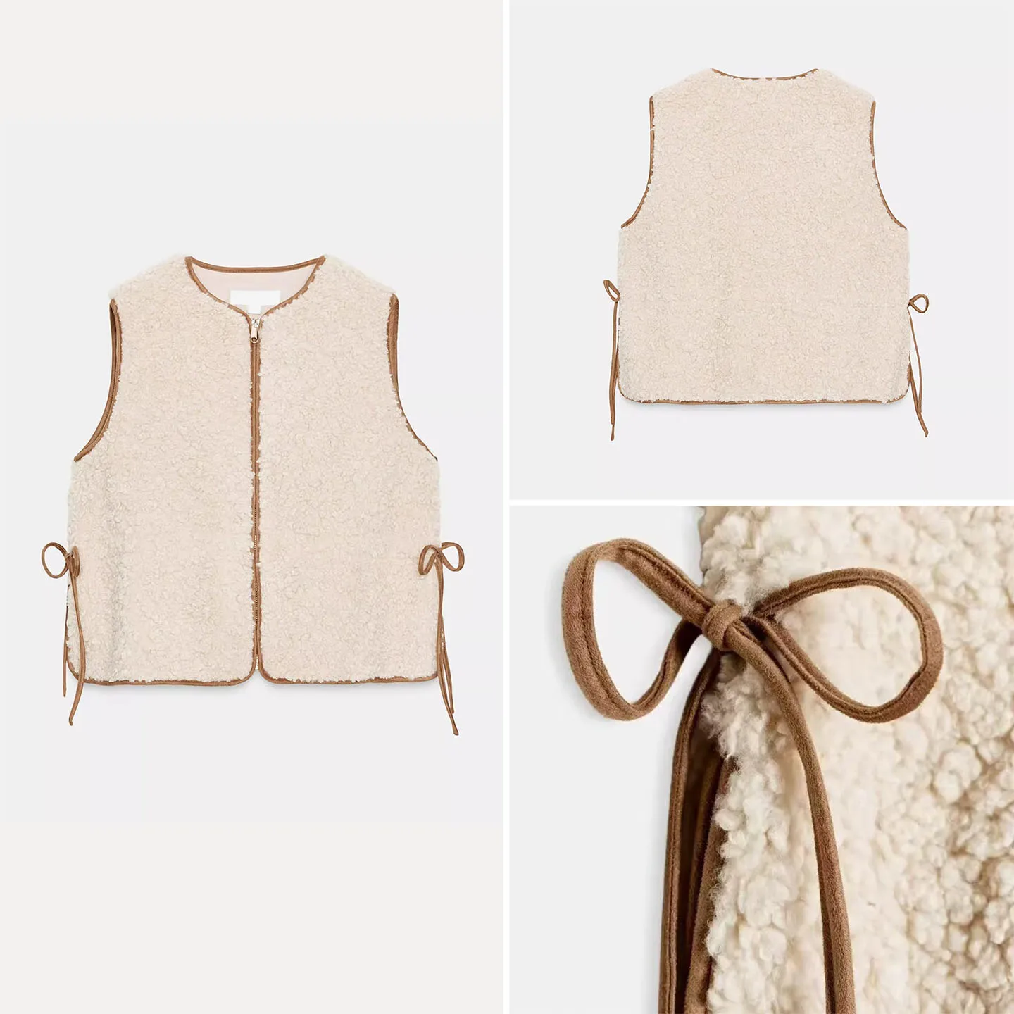 

Z Women's Faion Personali Woolen Vest 2025 New Sle Commute round Ne Zipper Pure Color Versatile Ele