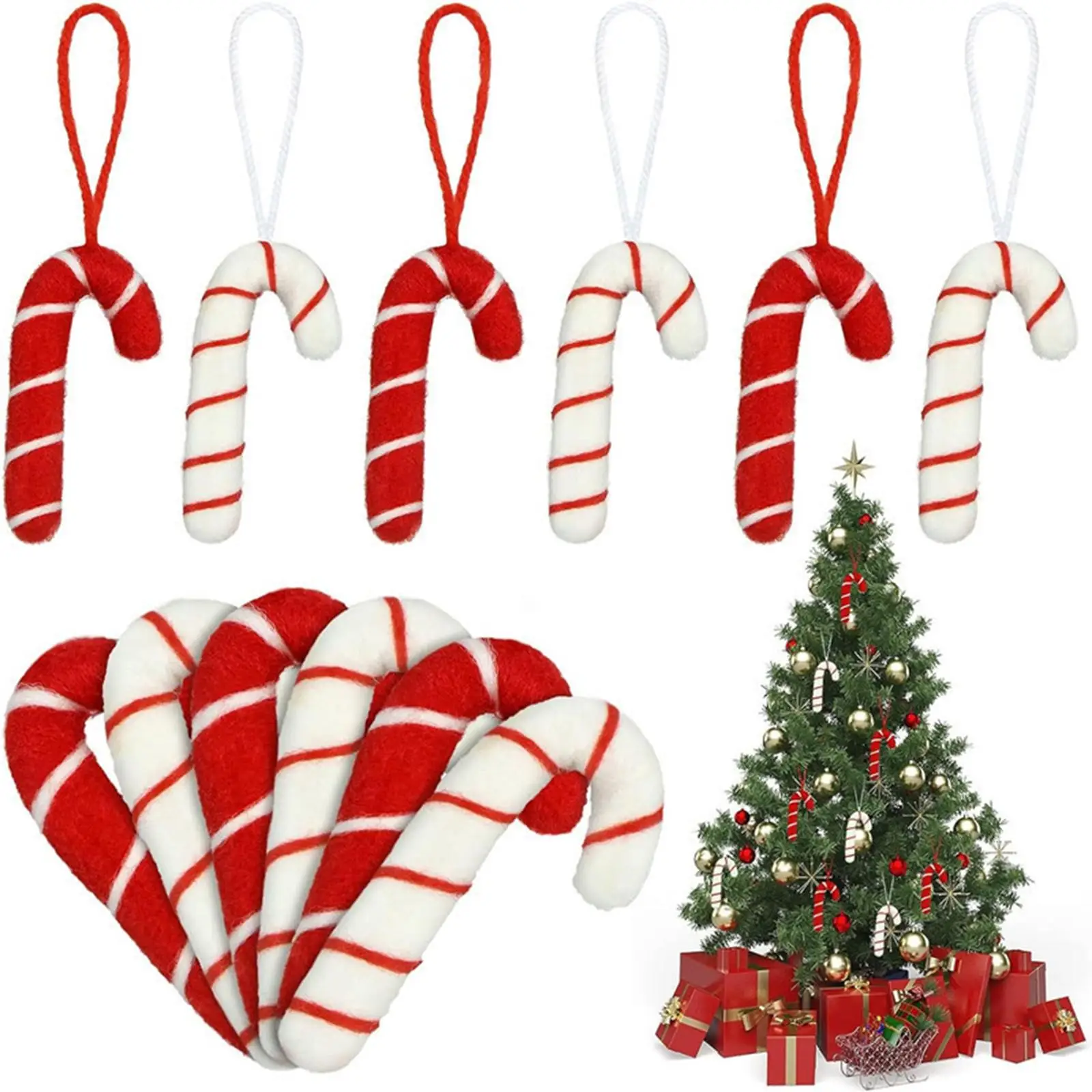 6 Stück Weihnachtsbaum-Süßigkeits-Ornamente, 2,76 Zoll, dekorative Anhänger für Partygeschenke, Heimdekoration, thematische Veranstaltungen, Geburtstage, Innen- und Außenbereich